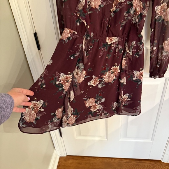 Intermix Madeline Silk Floral Long Sleeve Mini Dress 45430 - Picture 6 of 12